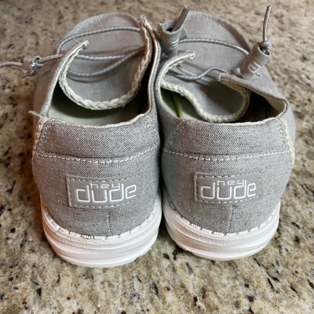Size 8 Hey Dudes women’s chambray slip-on shoes